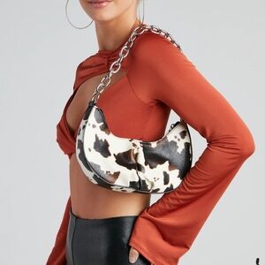NEW NO TAG Roseo Drive Cow Print Shoulder Bag